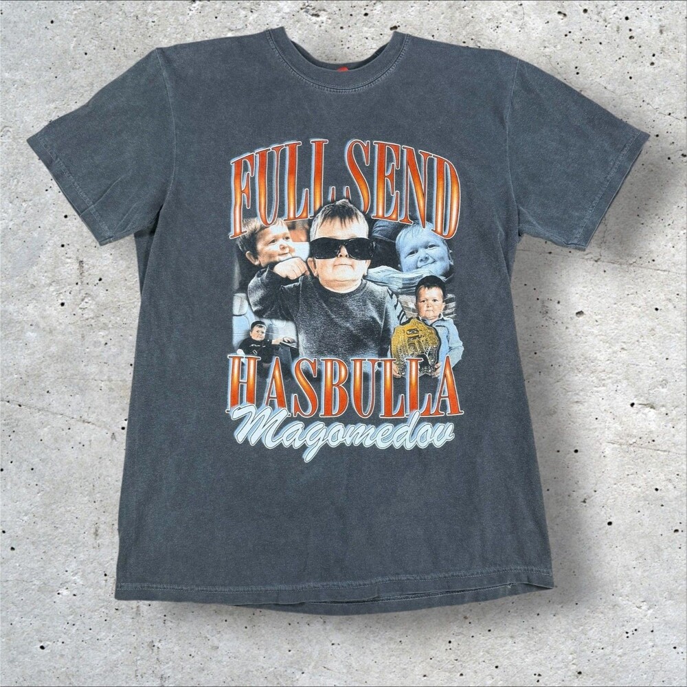 Full Send Hasbulla Magomedov Graphic Tee Shirt Nelk Boys Mens Size M Gray